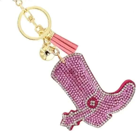Pink Cowgirl Boot Keychain - Picture 1 of 1
